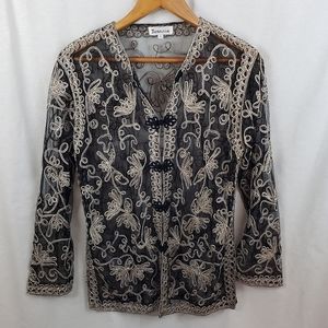 Vintage Jeannie Evening Sheer Black Top